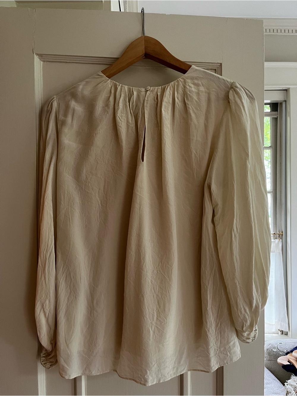 AYR Cream Gathered Round-Neck Blouse - Picture 6 of 7